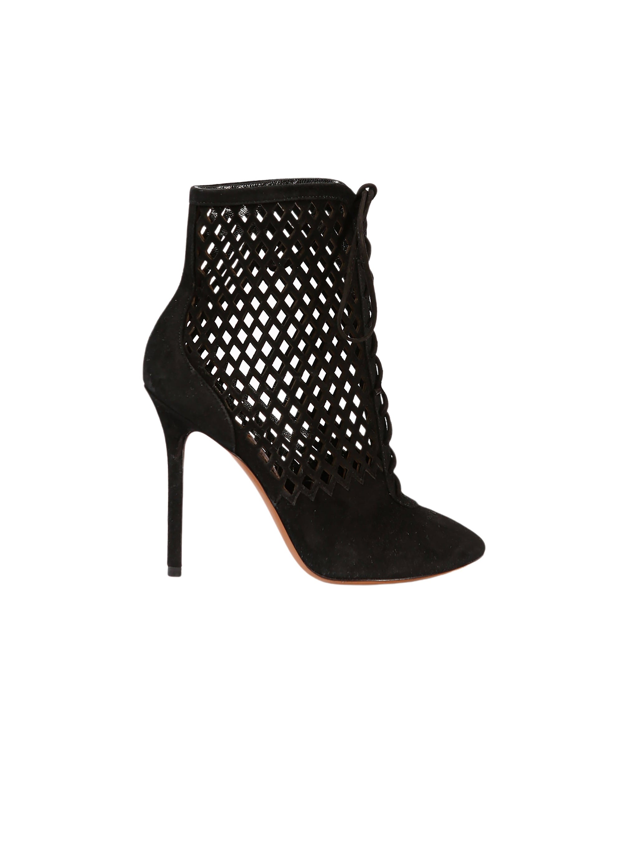 Losange ankle boots in leather - Black intense