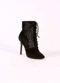 Losange ankle boots in leather - Black intense