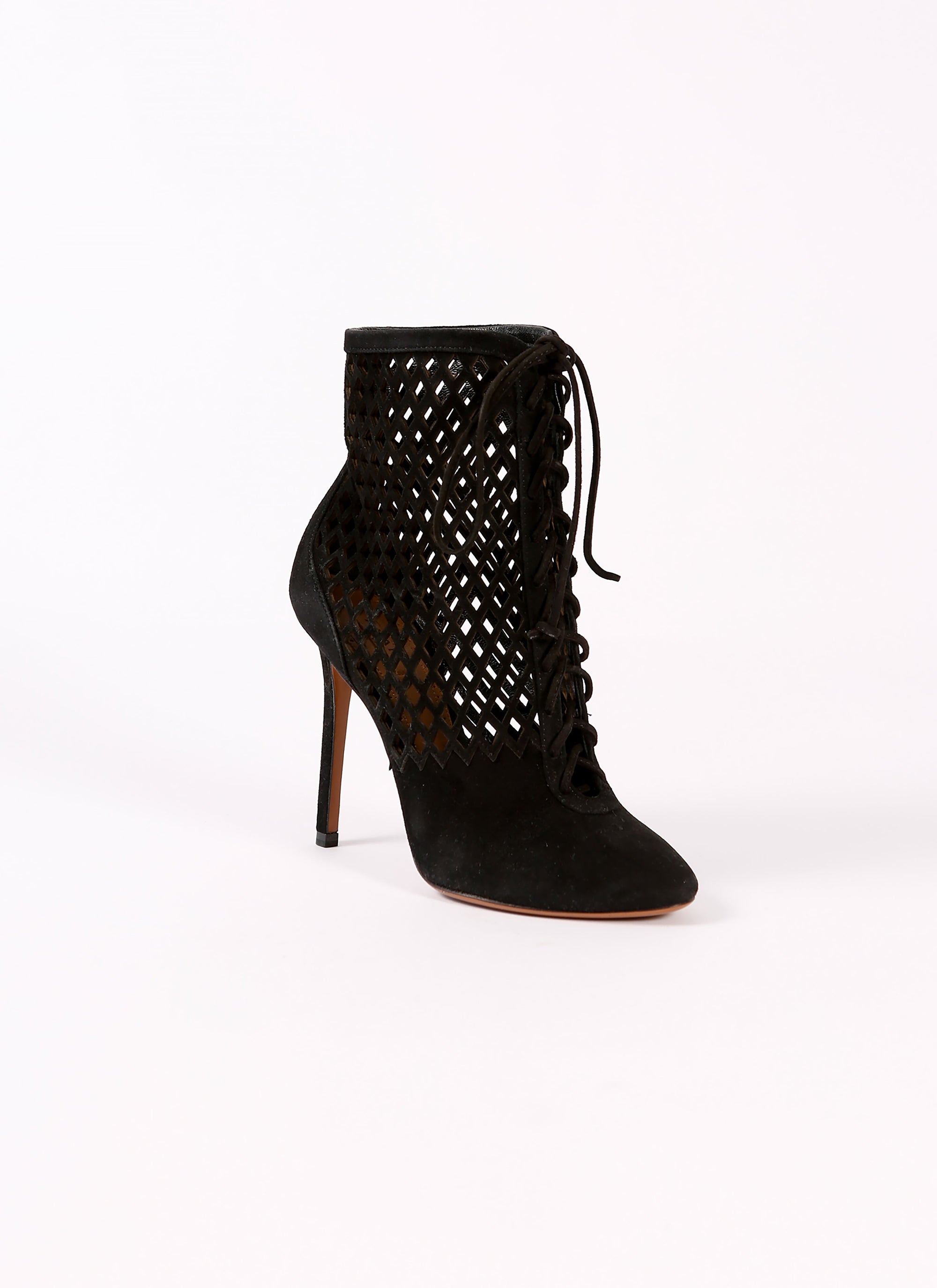 Losange ankle boots in leather - Black intense