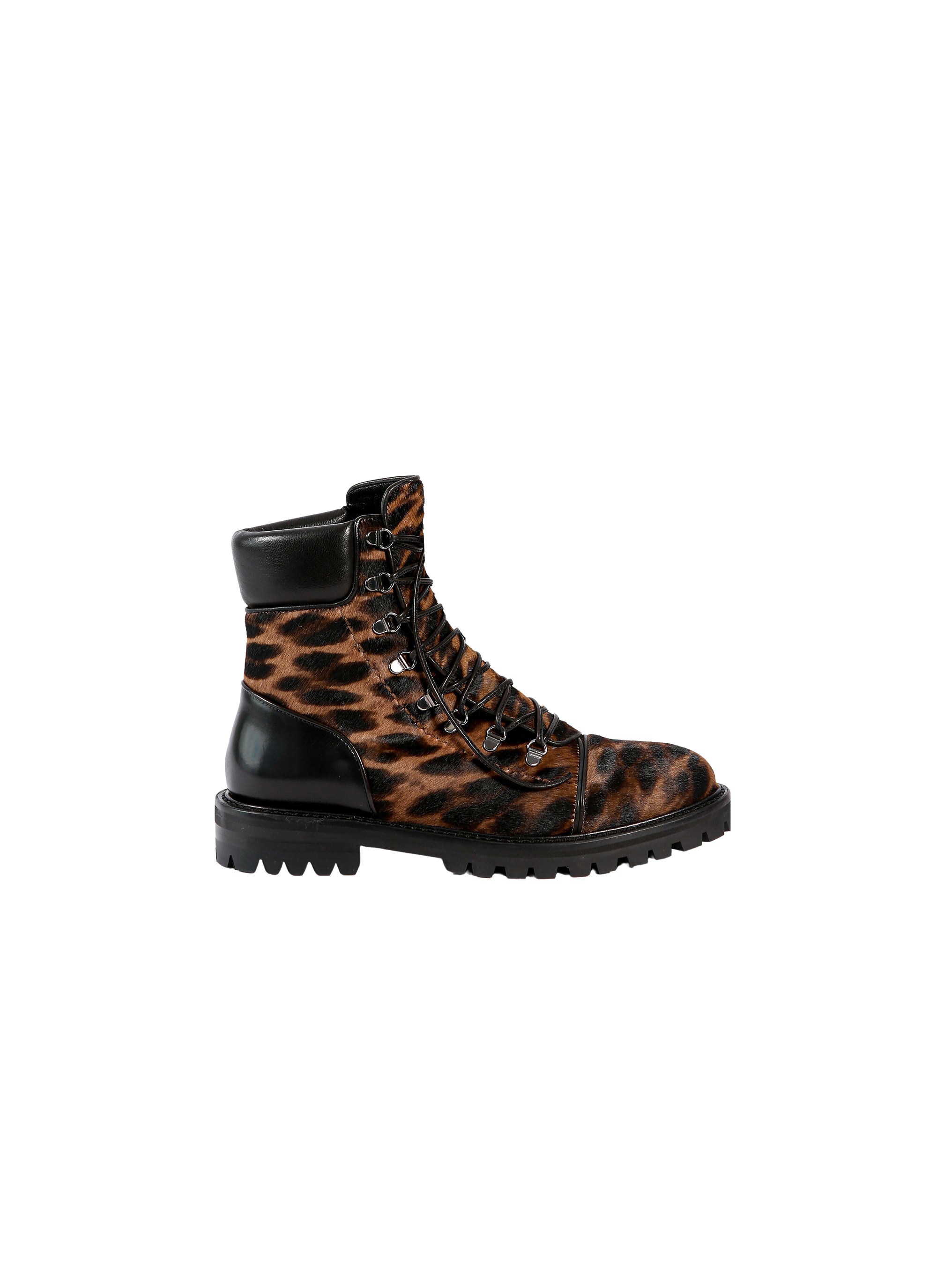 Foal print boots in leather - Brown & Black