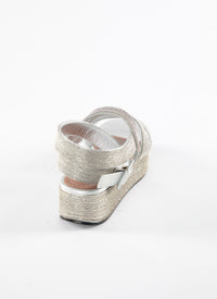 Wedge sandals in leather - Silver