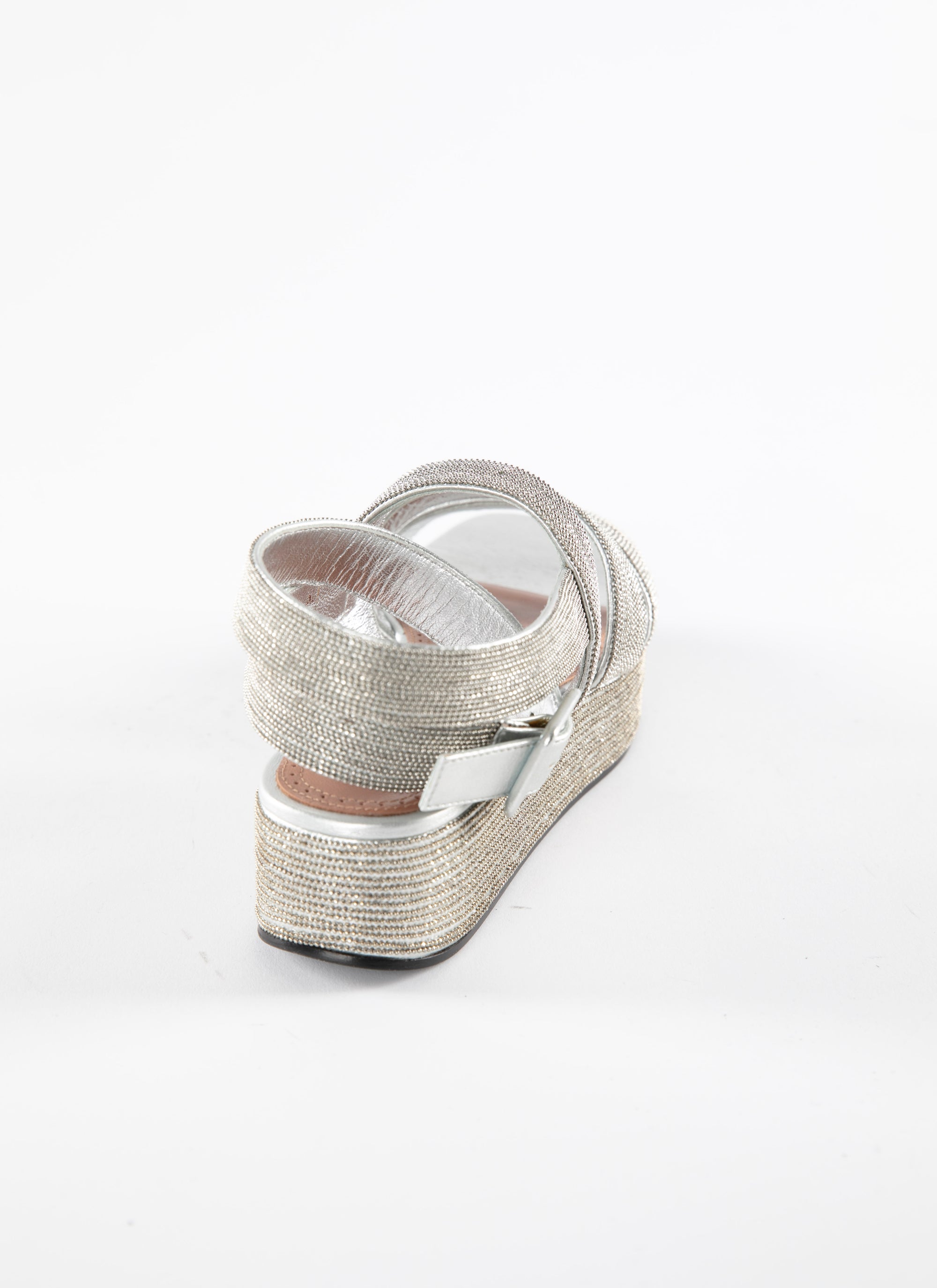 Wedge sandals in leather - Silver