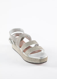Wedge sandals in leather - Silver
