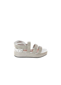 Wedge sandals in leather - Silver
