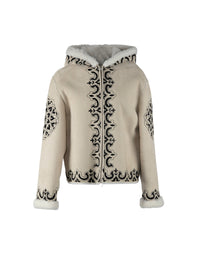 Blouson en cuir suede - Blanc Nacre
