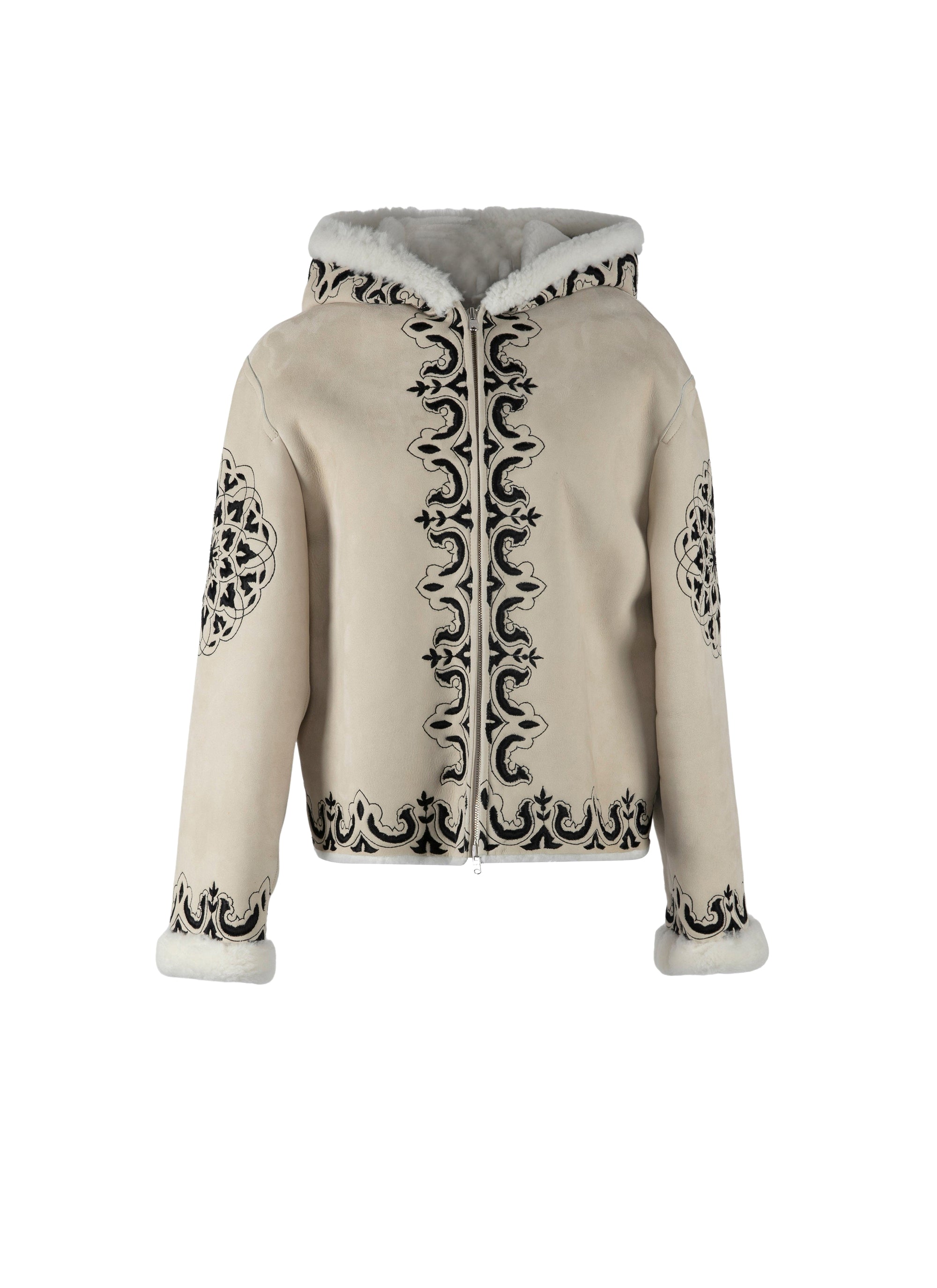 Blouson en cuir suede - Blanc Nacre