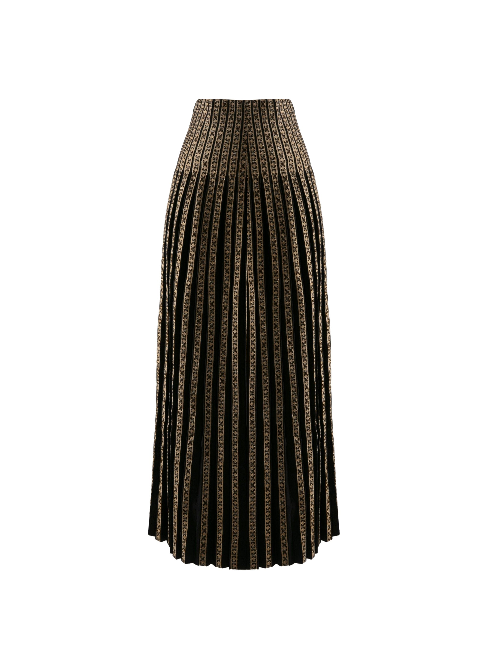 Contrast pleated wool skirt - Gold & Black
