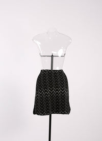 Mini-jupe Filigrane en laine - Noir & Blanc