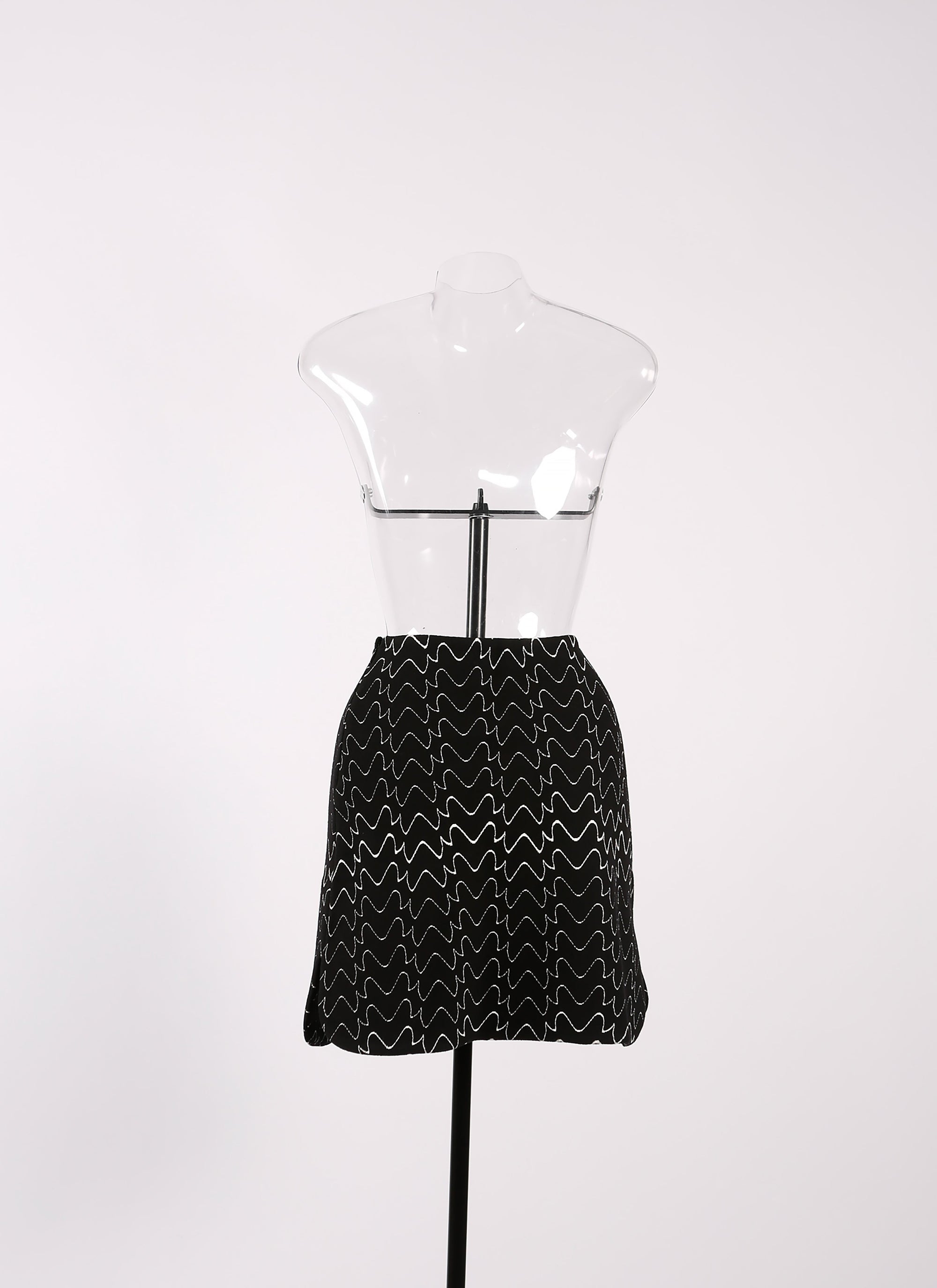 Mini-jupe Filigrane en laine - Noir & Blanc