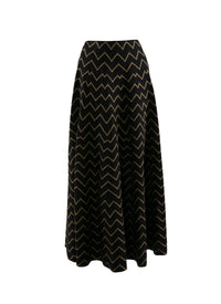 Jupe midi en laine contrastée - Noir & Or