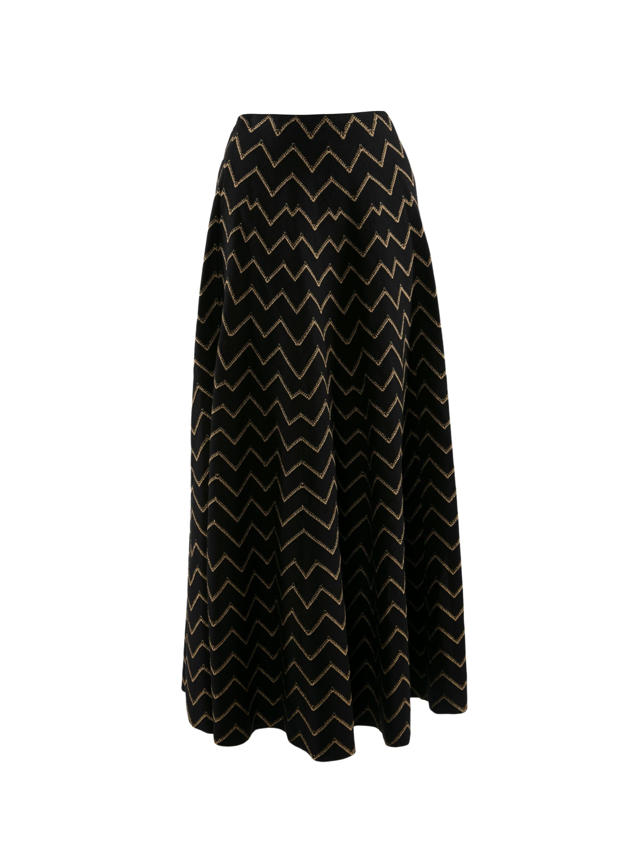 Jupe midi en laine contrastée - Noir & Or