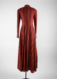 Robe chemise longue en laine - Rouge Foncé