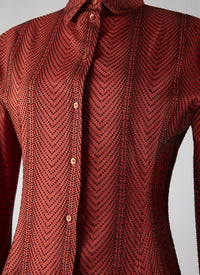 Robe chemise longue en laine - Rouge Foncé