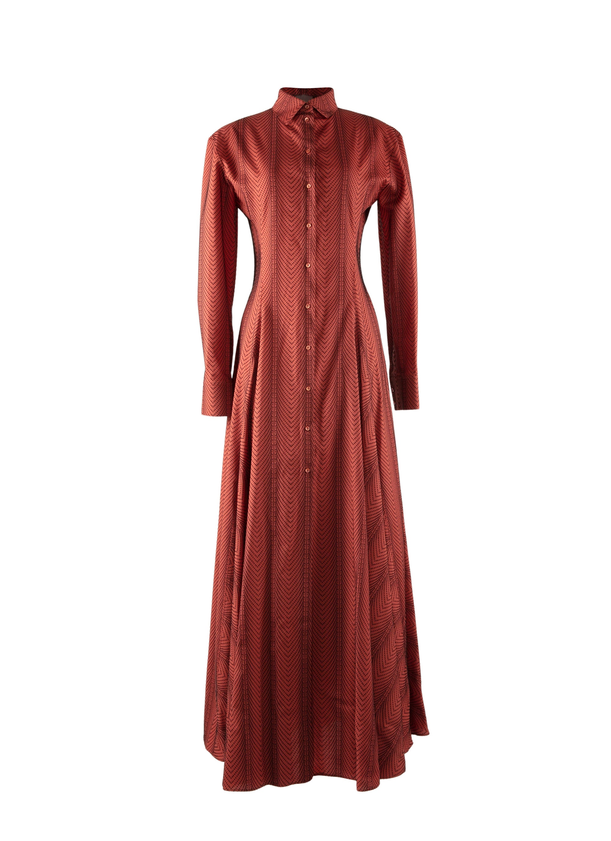 Robe chemise longue en laine - Rouge Foncé
