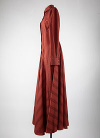 Robe chemise longue en laine - Rouge Foncé