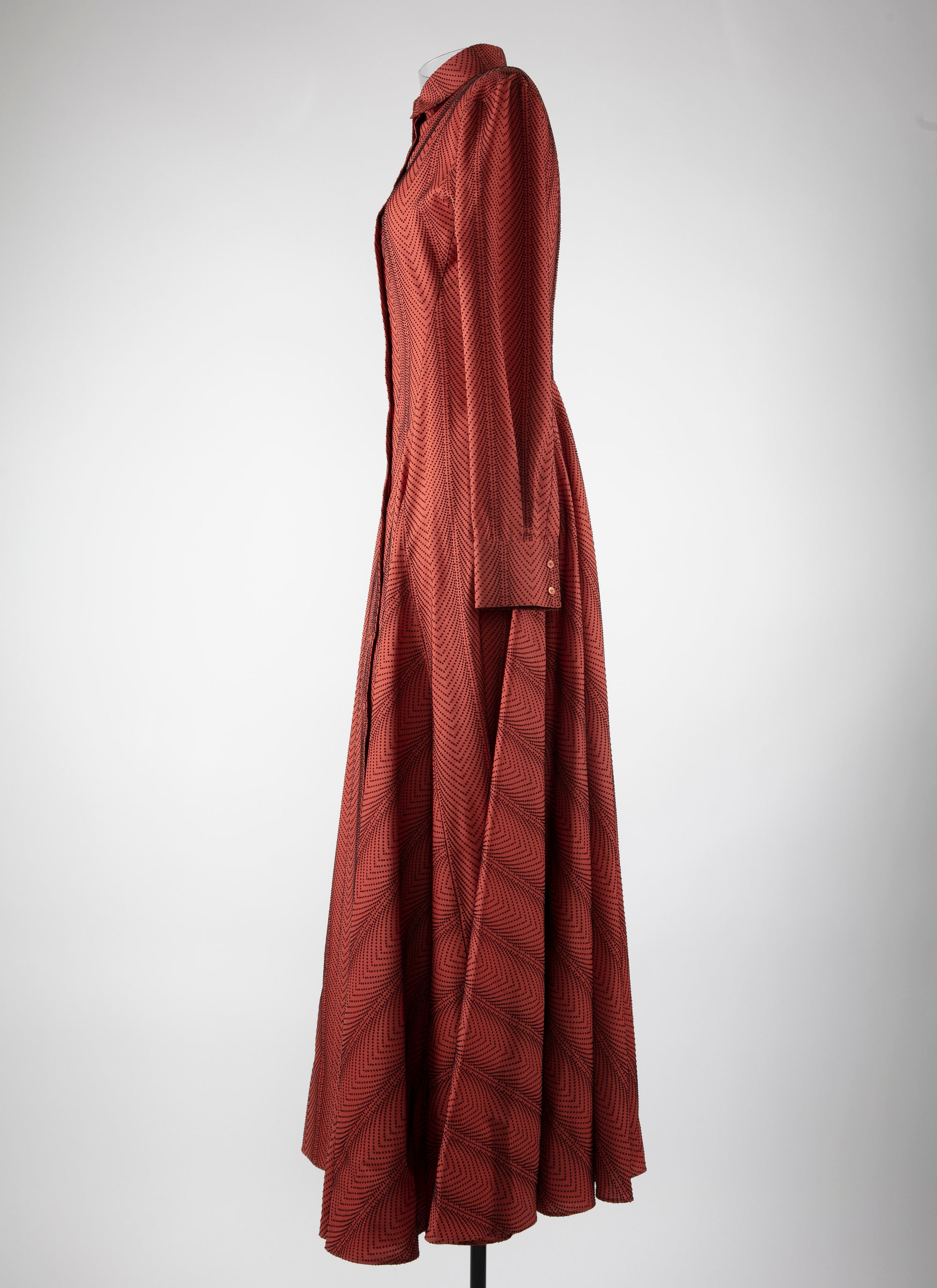 Robe chemise longue en laine - Rouge Foncé