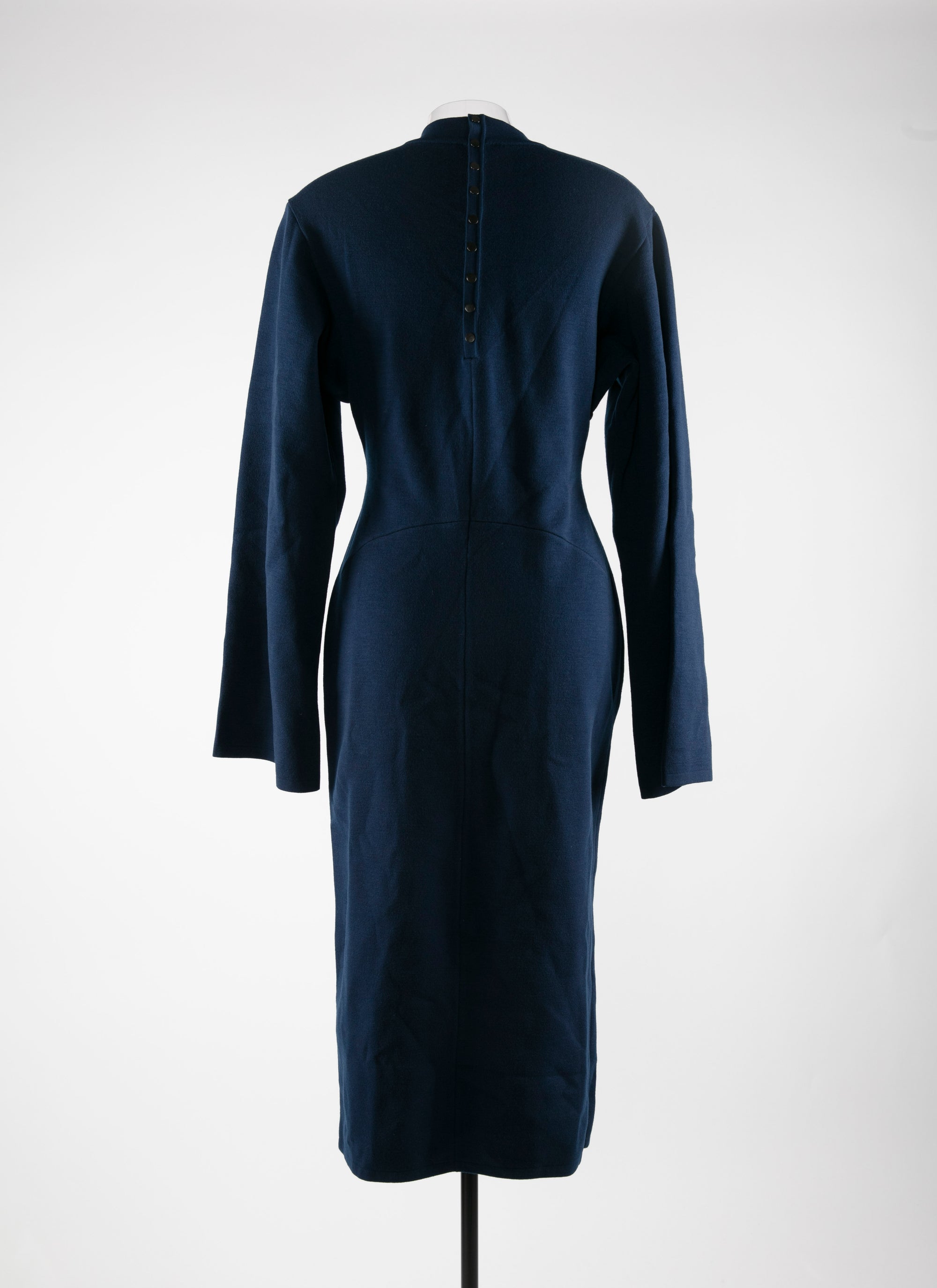 Robe à manches longues cintrée col montant - Marine