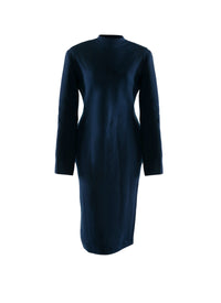 Robe à manches longues cintrée col montant - Marine