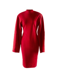 Ingenue long sleeve dress in wool - Ruby