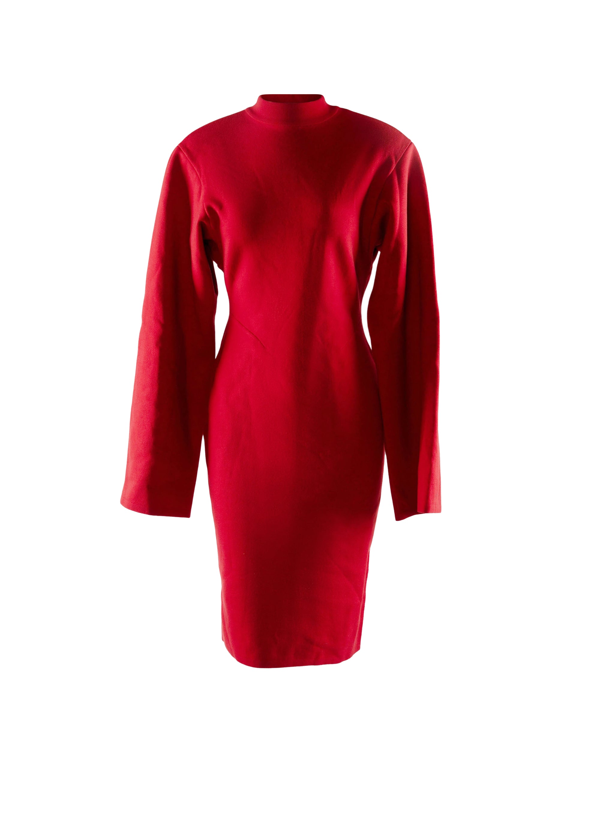 Ingenue long sleeve dress in wool - Ruby