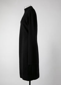 Robe à manches longues Ingenue en laine - Noir