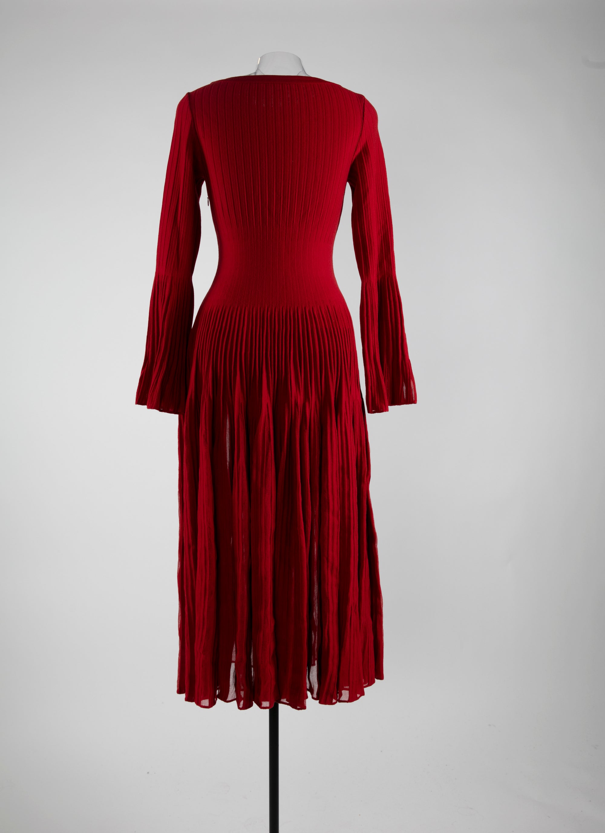 Long-sleeved ruched wool dress - Ruby