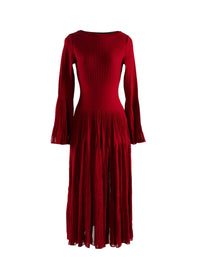 Long-sleeved ruched wool dress - Ruby