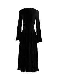 Long-sleeved ruched wool dress - Black intense