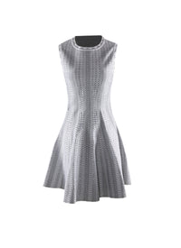 Robe patineuse sans manches col rond en laine - Blanc & Noir