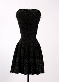 Patio sleeveless mesh dress with closed collar - Black & Silver