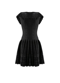 Patio sleeveless mesh dress with closed collar - Black & Silver