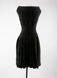 Robe sans manches col bateau plissée - Noir & Argent
