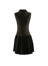Sleeveless wool dress - Black & Gold