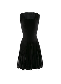 Sleeveless wool slim-fit dress - Black intense