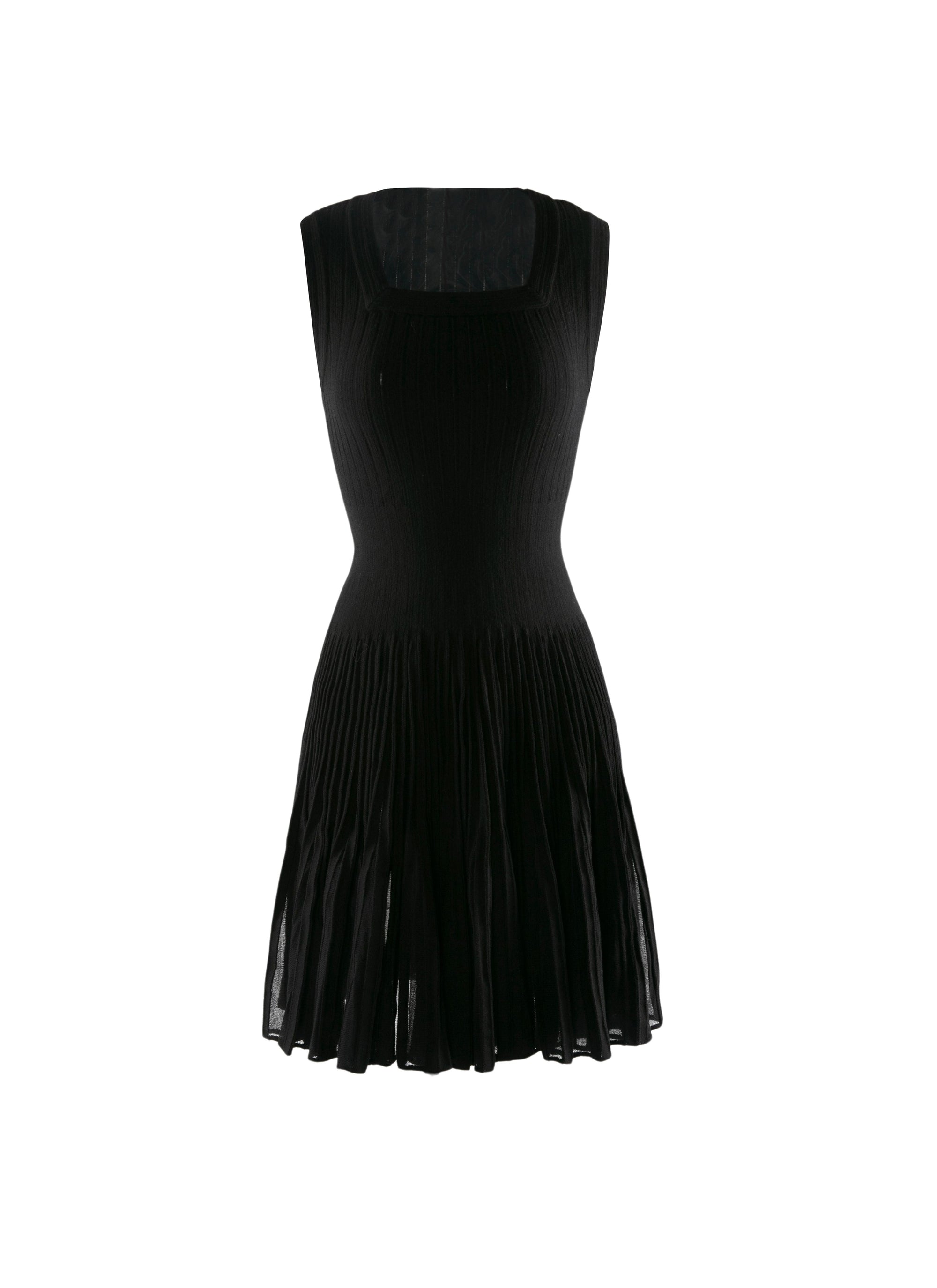 Sleeveless wool slim-fit dress - Black intense