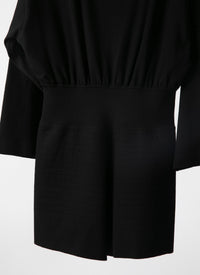 Long-sleeved jumpsuit in wool - Black intense