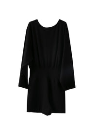 Long-sleeved jumpsuit in wool - Black intense