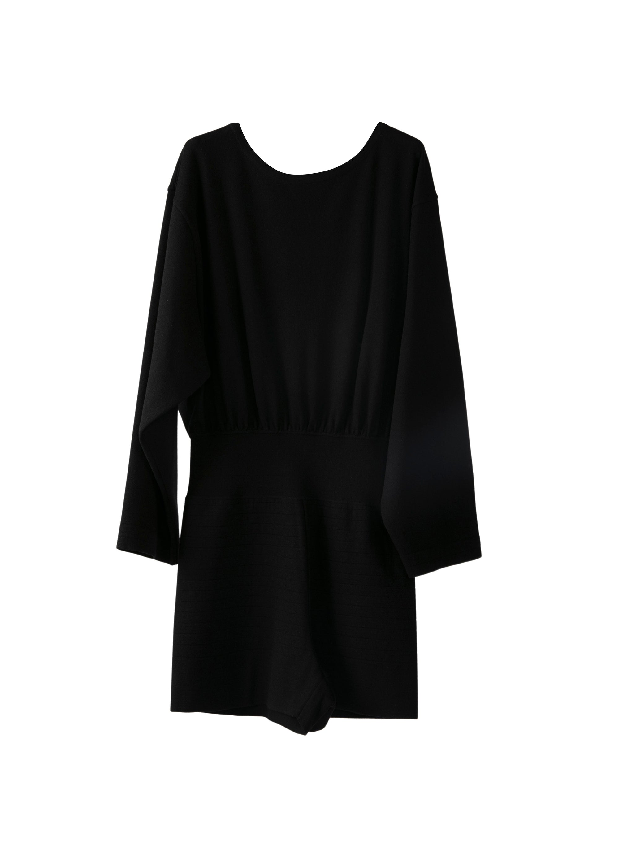 Long-sleeved jumpsuit in wool - Black intense