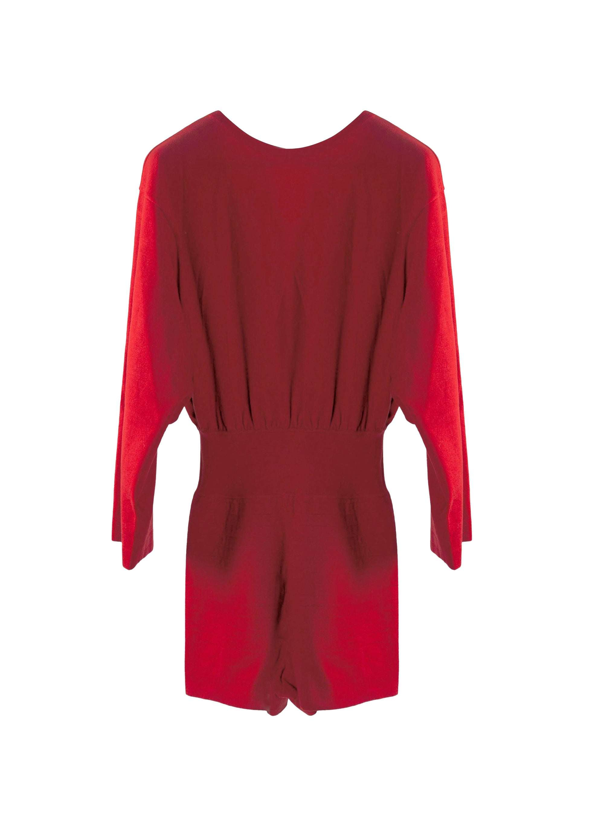 Supreme Wool Long Sleeve Playsuit - Ruby