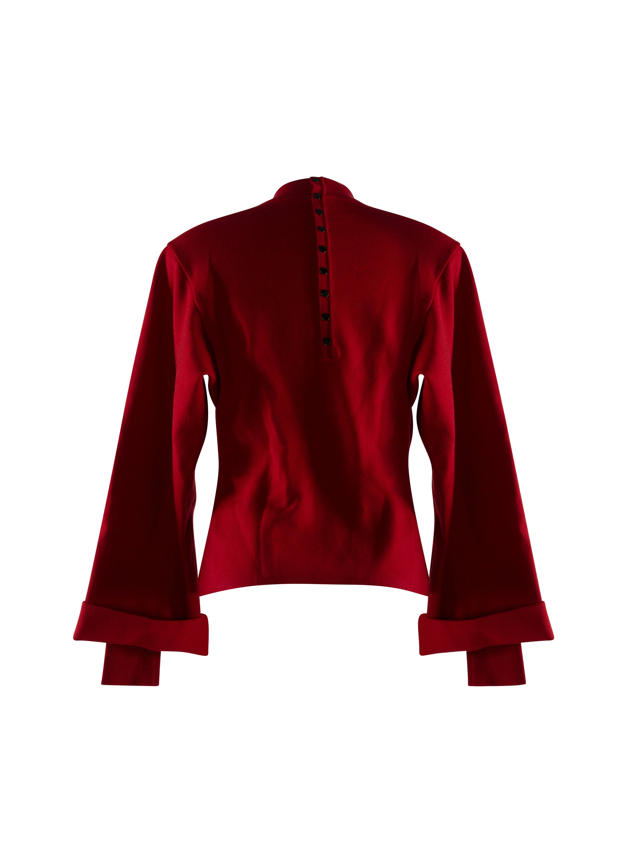 Long sleeve flared jumper in wool - Ruby