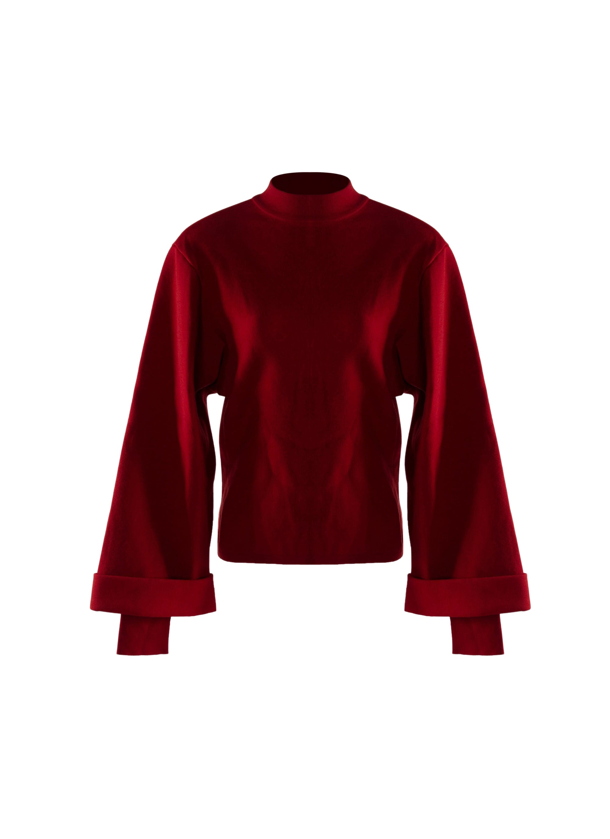 Pull à manches longues évasées en laine - Rubis