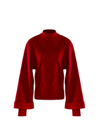 Long sleeve flared jumper in wool - Ruby