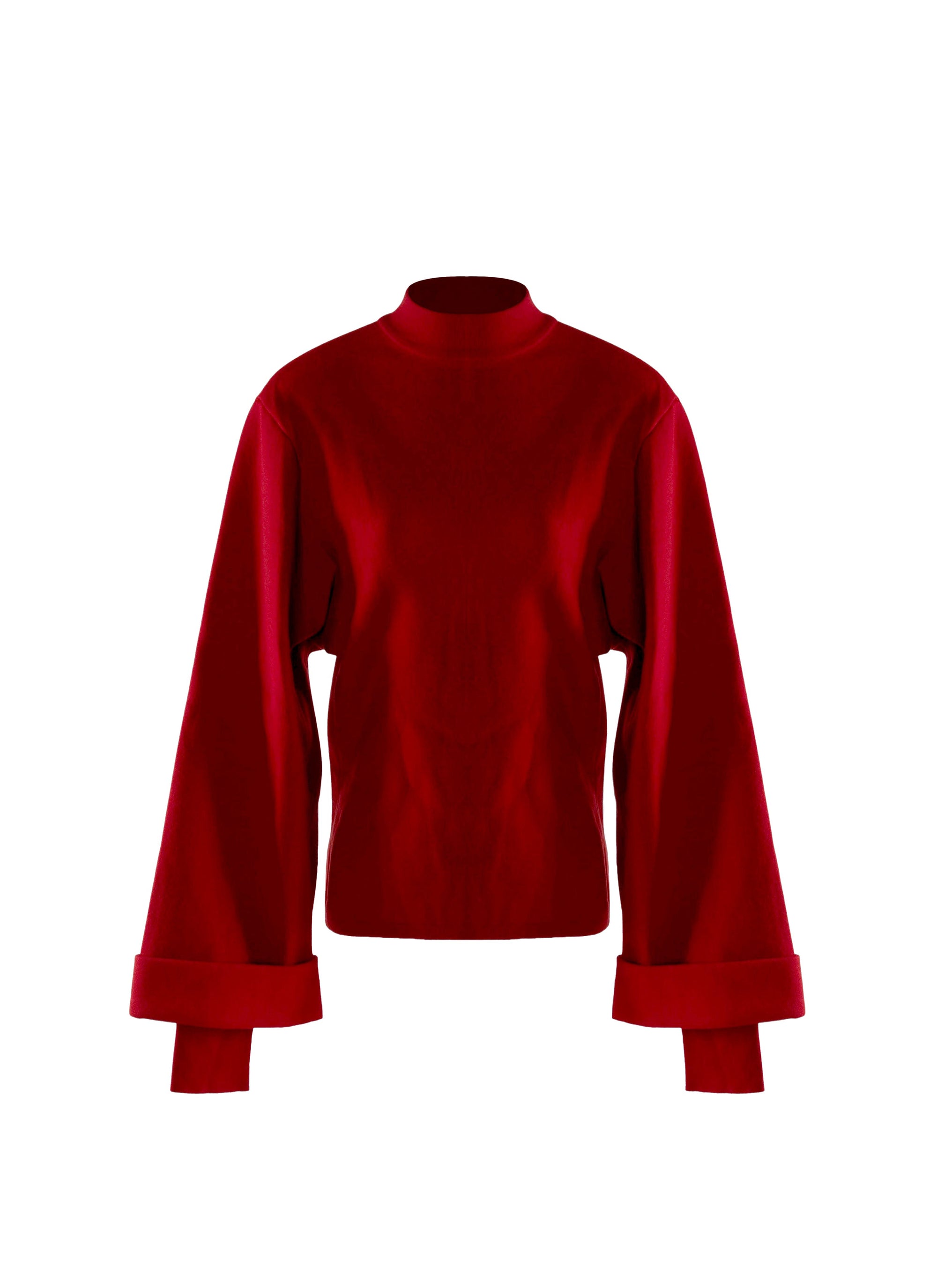 Long sleeve flared jumper in wool - Ruby