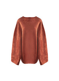 Pull à manches longues en laine mélangée - Caramel