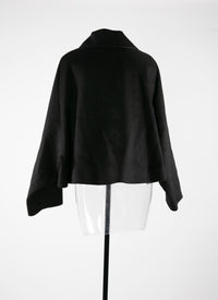 Loose-fitting jacket with large collar in wool - Black intense