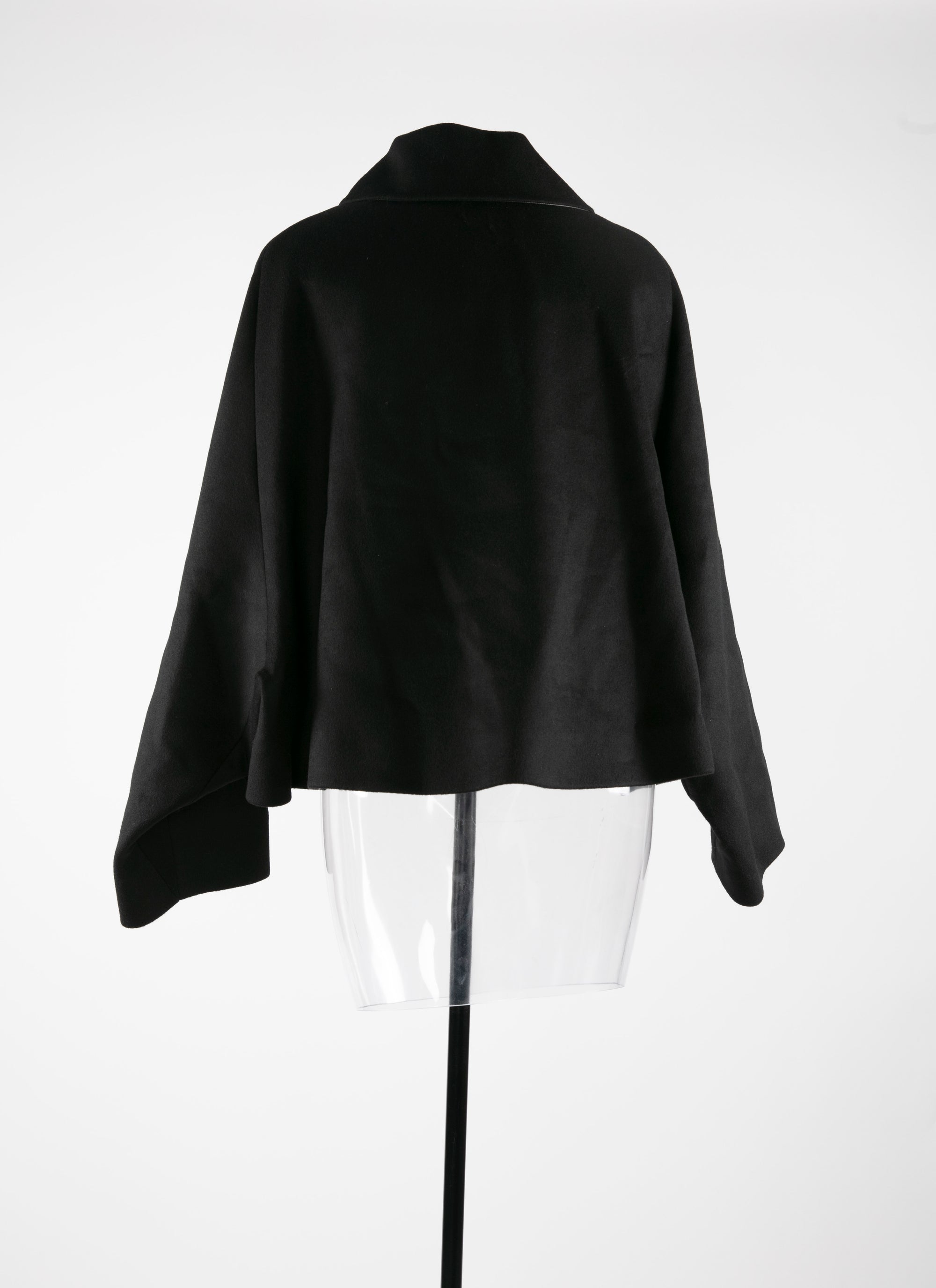 Loose-fitting jacket with large collar in wool - Black intense