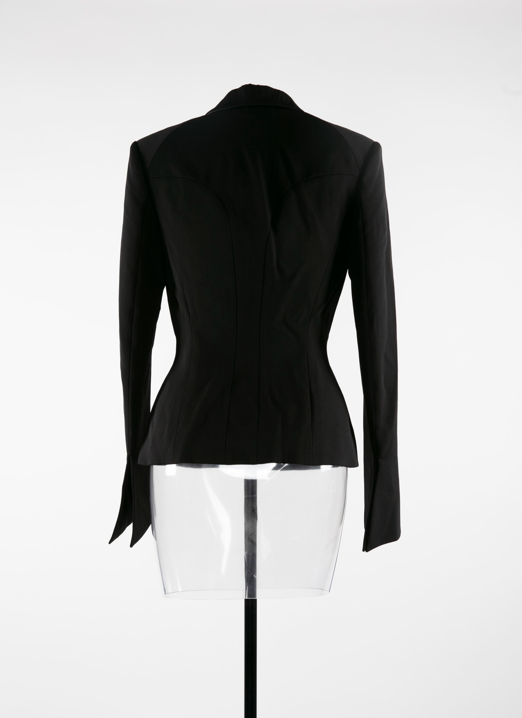 Veste avec bouton central en laine - Noir