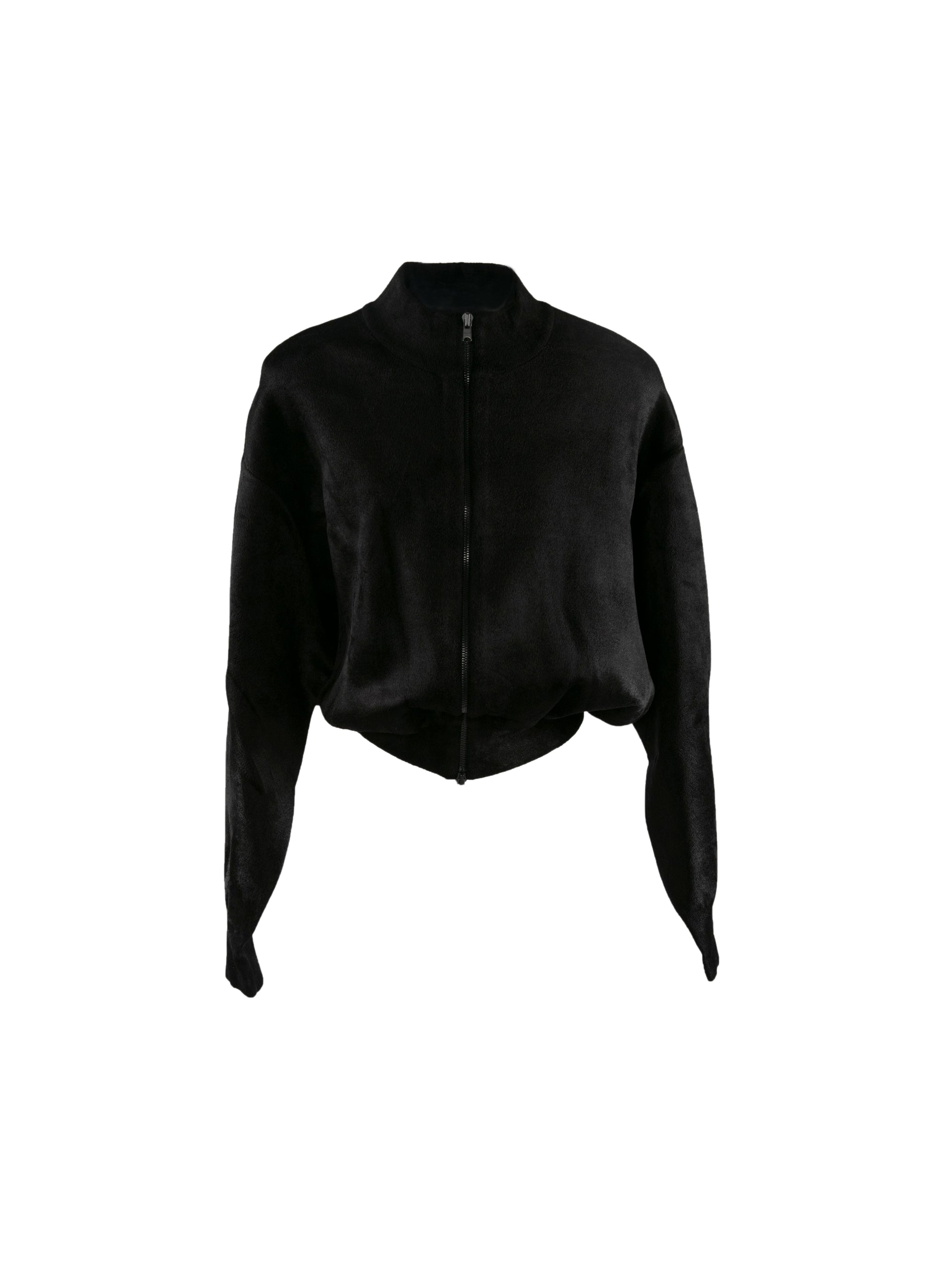Pull court zippé à col montant - Noir