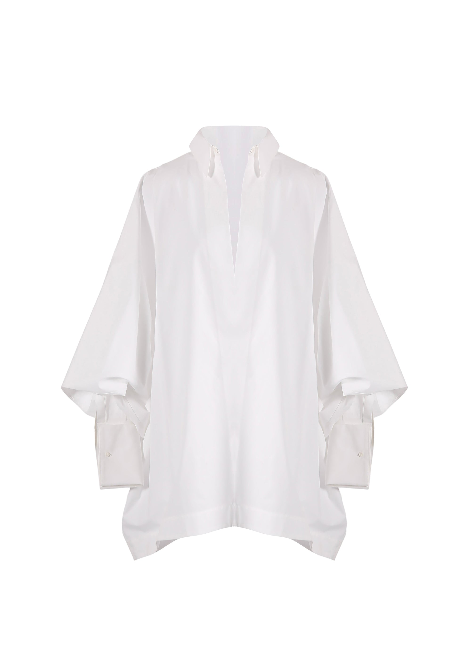 Wide-sleeved Japanese poplin shirt - White