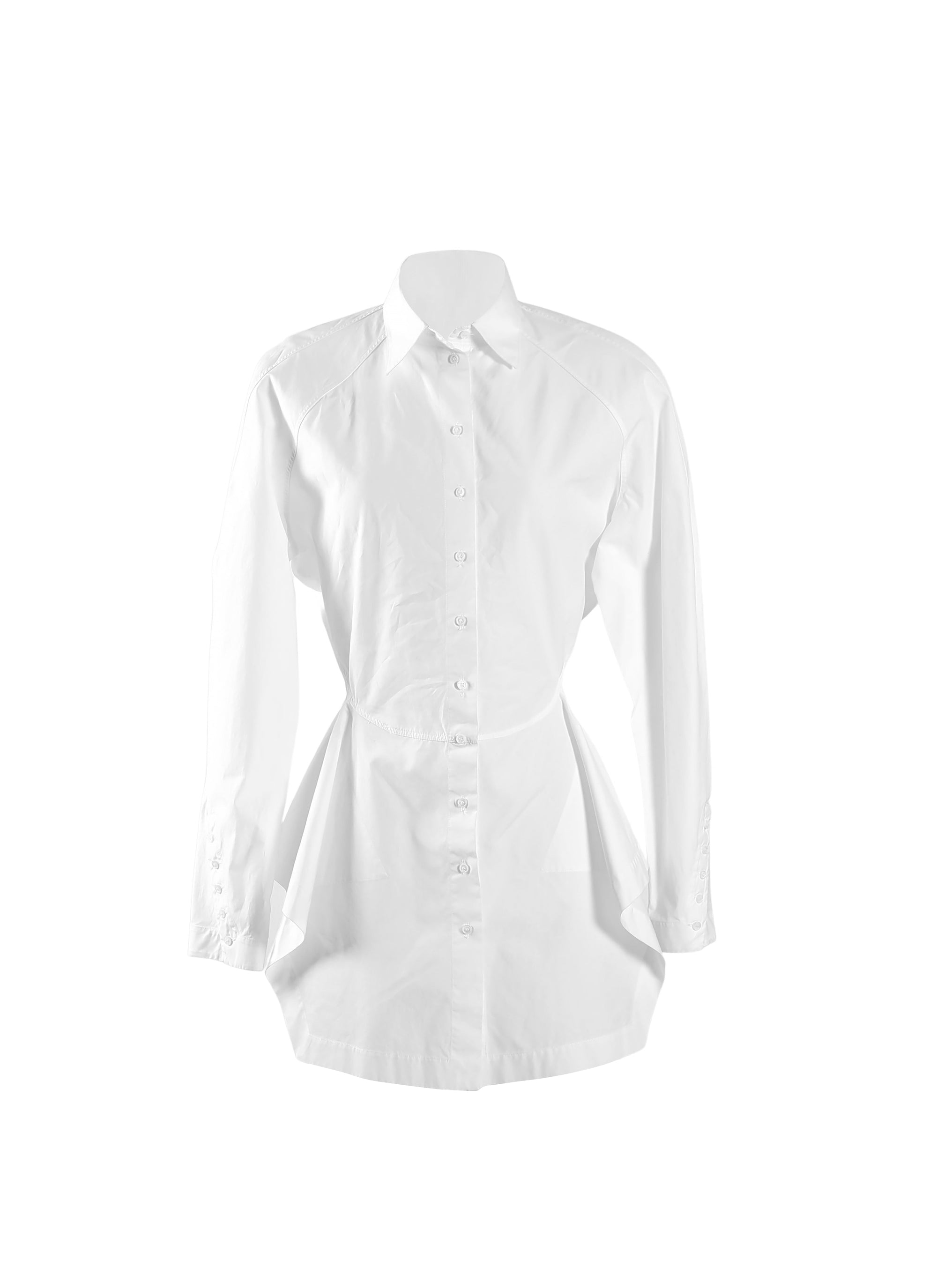 Chemise cintrée et plissée en popeline japonaise - Blanc
